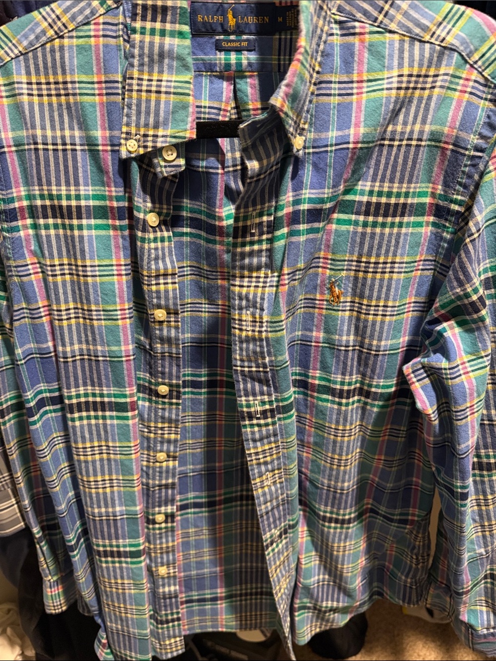 Ralph Lauren Blue Green Plaid Button-Down Shirt